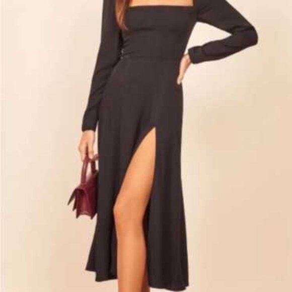Reformation Sigmund Dress Black Size 4 - Picture 2 of 2